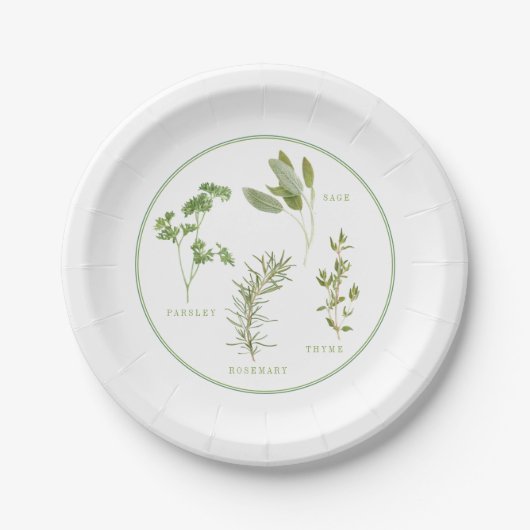 4 FRISCHE HERBS 7" Rundpapier-Teller Pappteller (Vorderseite)