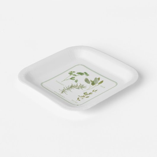4 FRISCHE HERBS 7" Square Paper Teller (Gewinkelt)