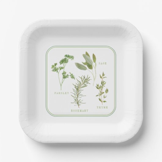 4 FRISCHE HERBS 7" Square Paper Teller (Vorderseite)