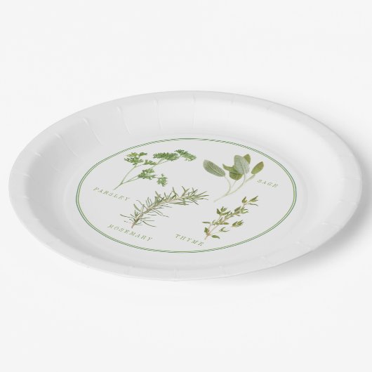 4 FRISCHE HERBS 9" Rundpapier-Teller Pappteller (Schrägansicht)
