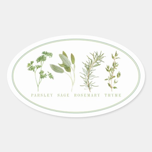 4 FRISCHE HERBS Ovale Aufkleber (Vorderseite)