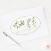 4 FRISCHE HERBS Ovale Aufkleber (Umschlag)