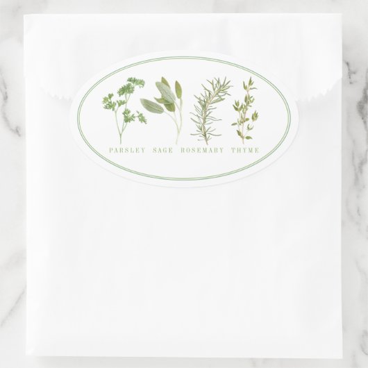 4 FRISCHE HERBS Ovale Aufkleber (Tasche)