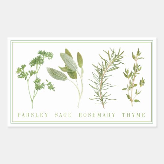 4 FRISCHE HERBS-Rectangle-Sticker Rechteckiger Aufkleber (Vorderseite)