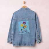 4 Frühjahrs- und Sommerblumen mit fancy Text Jeansjacke (Hangar)