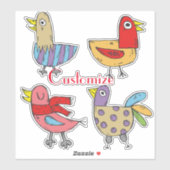 4 Funny Birds Thunder_Cove Aufkleber (Blatt)