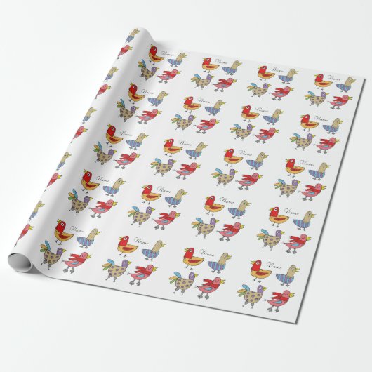 4 Funny Birds Thunder_Cove Geschenkpapier (Ungerollt)