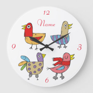 4 Funny Birds Thunder_Cove Große Wanduhr