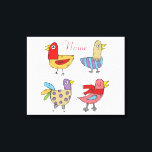 4 Funny Birds Thunder_Cove Leinwanddruck<br><div class="desc">4 Funny Unique Birds,  ihre eigene Sache gemeinsam zu tun,  mit Ihrem eigenen Gruß,  Namen,  Nachricht etc. anpassen</div>