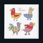 4 Funny Birds Thunder_Cove Magnet<br><div class="desc">4 Funny Unique Birds,  ihre eigene Sache gemeinsam zu tun,  mit Ihrem eigenen Gruß,  Namen,  Nachricht etc. anpassen</div>