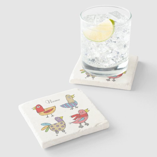 4 Funny Birds Thunder_Cove Steinuntersetzer (Seitenansicht)