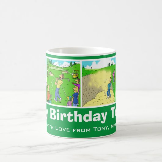 4 Funny Golf & Golfing Cartoon zu personalisieren. Kaffeetasse (Mittel)