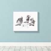 4 Funny Owls, 1 called Pablo print Leinwanddruck (Insitu (Holzboden))