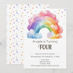 4. Geburtstag Aquarellenbogen Kinder Einladung