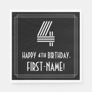 4. Geburtstag: Art Deco Inspiriert Aussehen "4" + Serviette