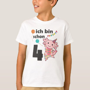 4. Geburtstag Axolotl Vier Jahre alte süße Tiere T-Shirt