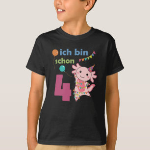 4. Geburtstag Axolotl Vier Jahre alte süße Tiere T-Shirt