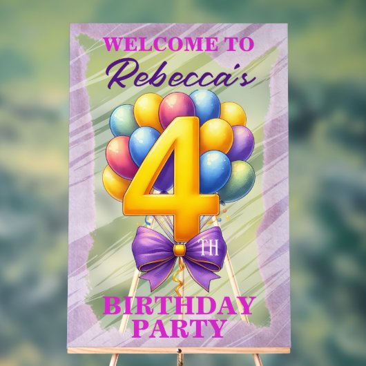 4. Geburtstag Ballon Thema Acrylschild (Neutral)