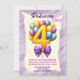 4. Geburtstag Ballon Thema Einladung