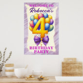 4. Geburtstag Ballon Thema Poster (Küche)