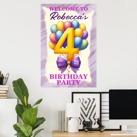 4. Geburtstag Ballon Thema Poster (Heimbüro)