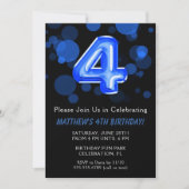 4. Geburtstag Balloons Kinder Blue Boy Party Einladung (Vorderseite)