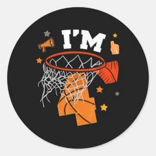 4. Geburtstag Basketball Boy 4 Jahre alt 4 Jahre B Runder Aufkleber