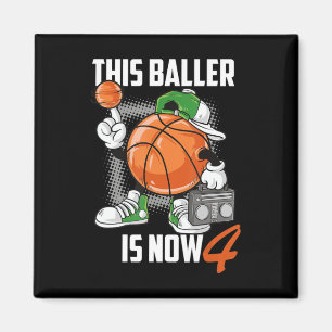 4. Geburtstag Basketball Spieler Sonnige 4 Jahre a Magnet