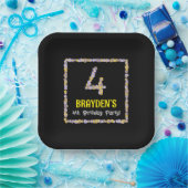 4. Geburtstag: Blumennummer, Individuelle Name, Bl Pappteller (Party)