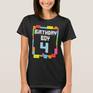 4. Geburtstag Boy Master Builder 4 Jahre alt Block T-Shirt
