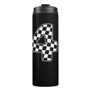 4. Geburtstag Checkered Number 4 Car Racing Flag Thermosbecher