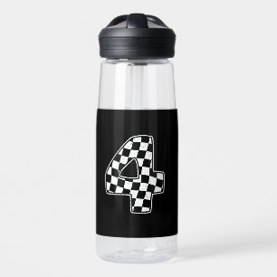 4. Geburtstag Checkered Number 4 Car Racing Flag Trinkflasche