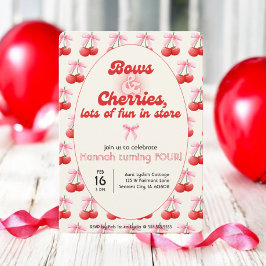 4. Geburtstag Coquette Cherries Bubble Letters Einladung