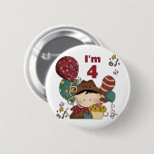 4. Geburtstag Cowboy Tshirts und Geschenke Button (Vorne & Hinten)