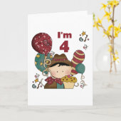 4. Geburtstag Cowboy Tshirts und Geschenke Karte (Gelbe Blume)