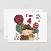 4. Geburtstag Cowboy Tshirts und Geschenke Postkarte (Vorne/Hinten)