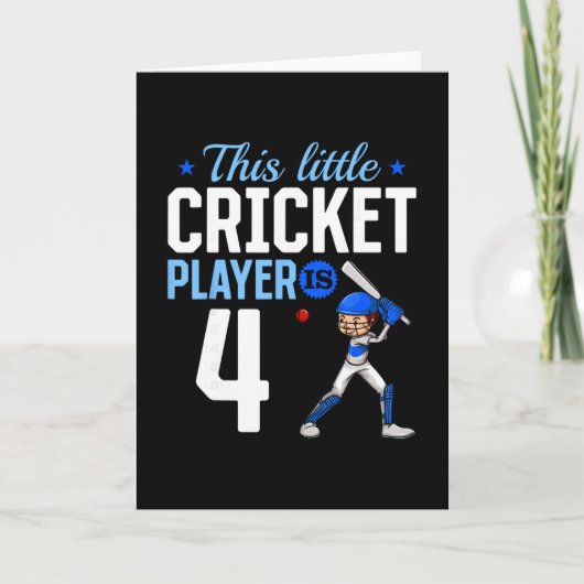 4. Geburtstag Cricket-Spieler  Karte (Vorderseite)