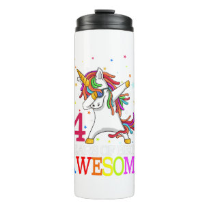 4. Geburtstag Dabbing Einhorn Party Geschenk Thermosbecher