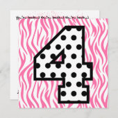 4. Geburtstag des Mädchens Individuelle Name Polka Einladung (Vorne/Hinten)