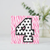 4. Geburtstag des Mädchens Individuelle Name Polka Einladung (Stehend Vorderseite)