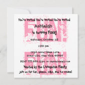 4. Geburtstag des Mädchens Individuelle Name Polka Einladung (Rückseite)