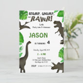 4. Geburtstag, Dinosaur Geburtstag Einladung (Stehend Vorderseite)