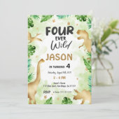 4. Geburtstag, Dinosaur Geburtstag Einladung (Stehend Vorderseite)