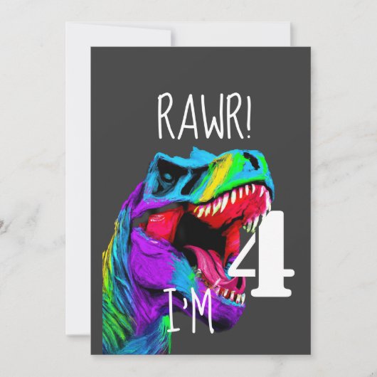 4. Geburtstag Dinosaur Roar Einladung (Vorderseite)