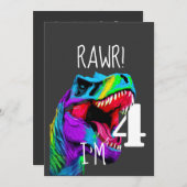 4. Geburtstag Dinosaur Roar Einladung (Vorne/Hinten)