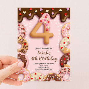 4. Geburtstag Donut Mädchen Einladung