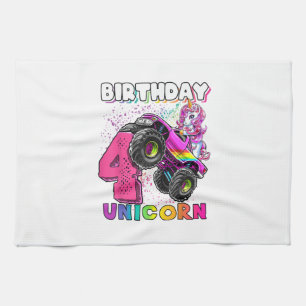 4. Geburtstag Einhorn Monster Truck Geburtstagsfei Geschirrtuch