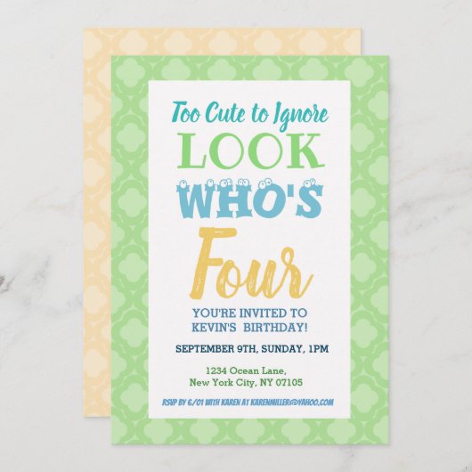 4. Geburtstag Einladung (Vorne/Hinten)