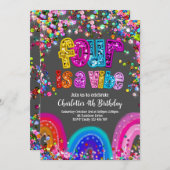 4. Geburtstag Einladung Glitzer Sequin Rainbow (Vorne/Hinten)