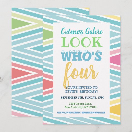 4. Geburtstag Einladung Redewendungen (Vorne/Hinten)